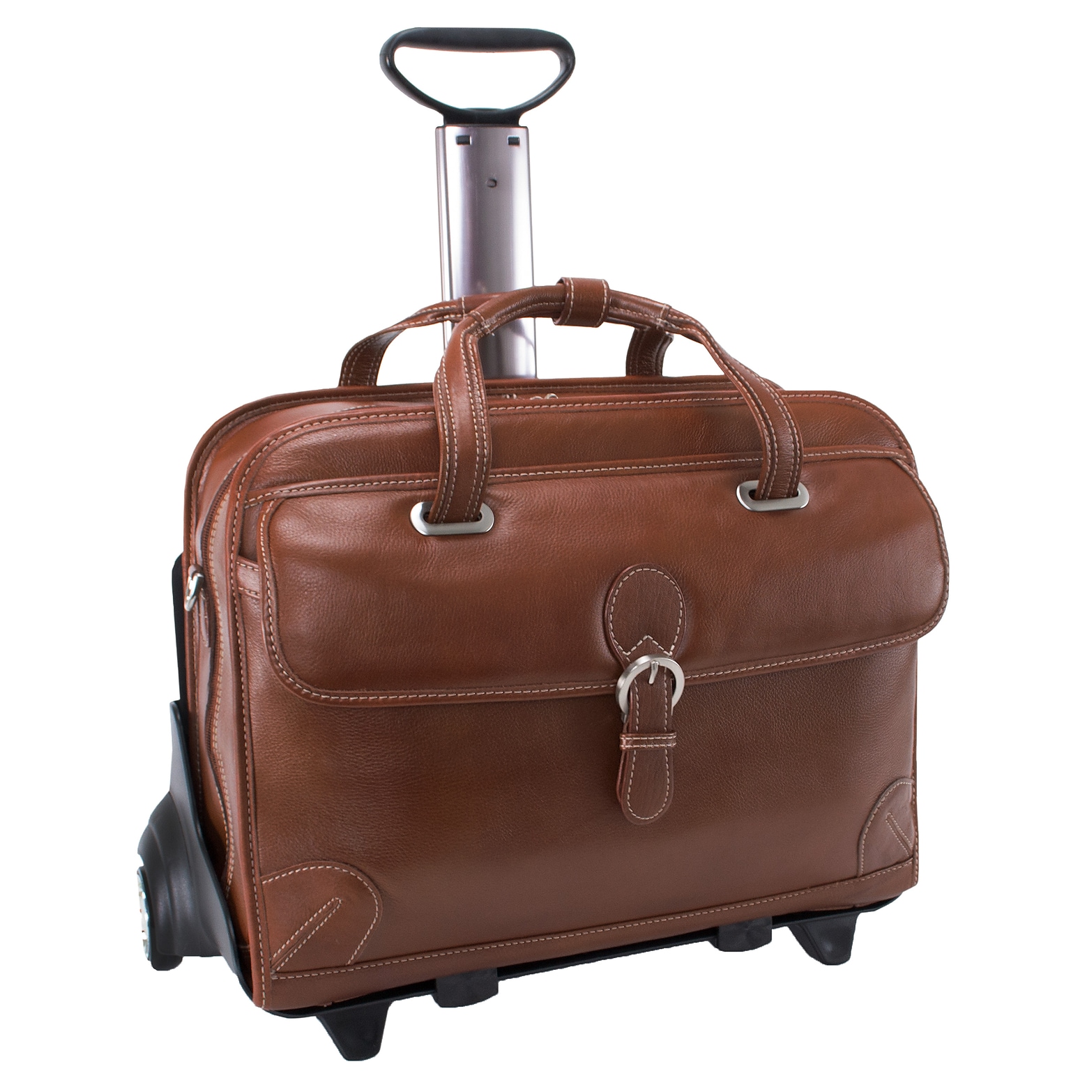 Siamod VERNAZZA, CARUGETTO, Napa Cashmere Leather, Patented Detachable -Wheeled Laptop Briefcase, Cognac (45294)