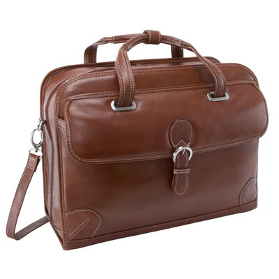 Siamod VERNAZZA, CARUGETTO, Napa Cashmere Leather, Patented Detachable -Wheeled Laptop Briefcase, Cognac (45294)