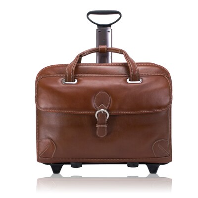 Siamod VERNAZZA, CARUGETTO, Napa Cashmere Leather, Patented Detachable -Wheeled Laptop Briefcase, Cognac (45294)