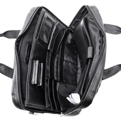 McKlein S Series Laptop Briefcase, Black Leather (15495)