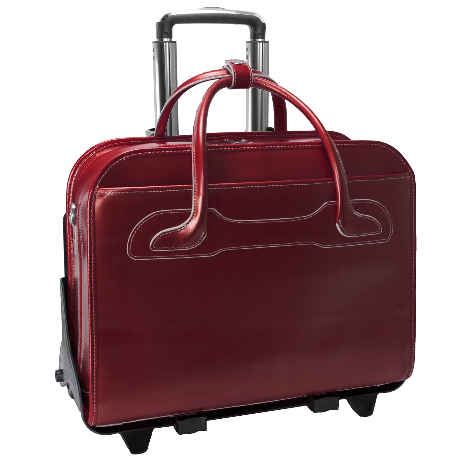 McKlein W Series, WILLOWBROOK, Genuine Cowhide Leather,Patented Detachable -Wheeled Ladies Laptop Briefcase, Red (94986)