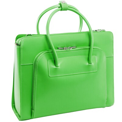 McKlein W Series, LAKE FOREST, Genuine Cowhide Leather,Ladies Laptop Briefcase w/ Removable Sleeve, Green (94331)