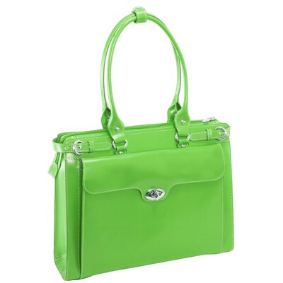 McKlein W Series, WINNETKA, Genuine Cowhide Leather,Ladies Laptop Briefcase w/ Removable Sleeve, Green (94831)