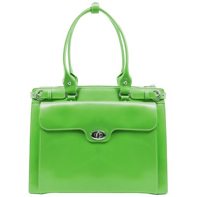 McKlein W Series, WINNETKA, Genuine Cowhide Leather,Ladies' Laptop Briefcase w/ Removable Sleeve, Green (94831)