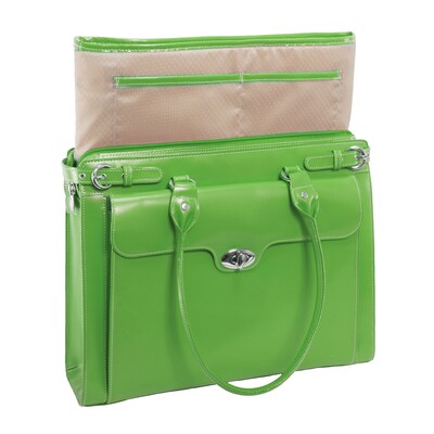 McKlein W Series, WINNETKA, Genuine Cowhide Leather,Ladies' Laptop Briefcase w/ Removable Sleeve, Green (94831)