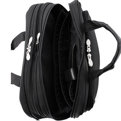 McKlein Pearson Expandable Double Compartment Laptop Briefcase, Tech-Lite Ballistic Nylon, Black (74565)