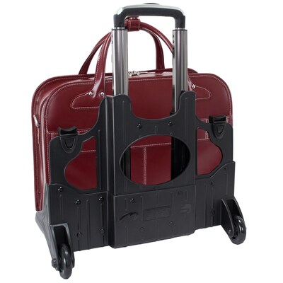 McKlein Laptop Rolling Briefcase, Red Leather (96616)