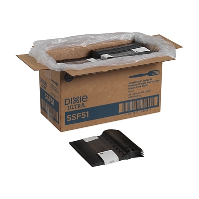 Dixie Ultra SmartStock Series-O Plastic Fork Refills, Medium-Weight, Black, 960/Carton (SSF51)
