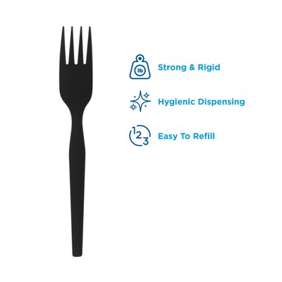 Dixie Ultra SmartStock Series-O Plastic Fork Refills, Medium-Weight, Black, 960/Carton (SSF51)