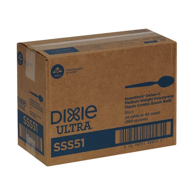 Dixie Ultra SmartStock Series-O Plastic Spoon Refills, Medium-Weight, Black, 960/Carton (SSS51)