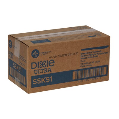 Dixie Ultra SmartStock Series-O Plastic Knife Refills, Medium-Weight, Black, 960/Carton (SSK51)