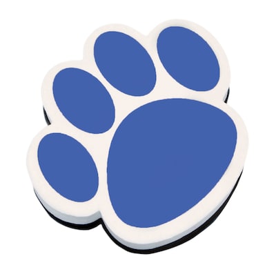 Ashley® Magnetic Whiteboard Eraser, Blue Paw, 6 EA/BD