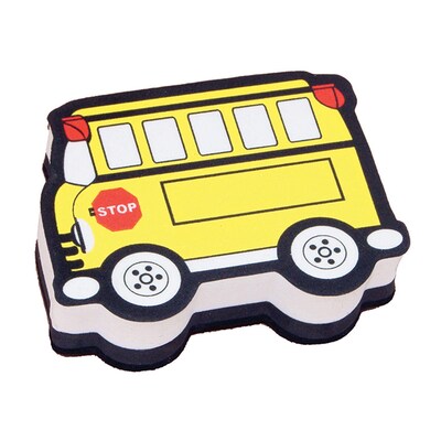Ashley® Magnetic Whiteboard Eraser, Yellow Bus, 6 EA/BD