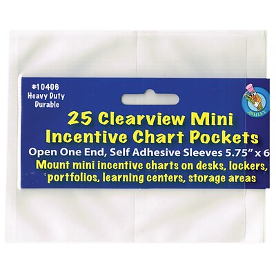 Ashley Clear View Self-Adhesive Mini Incentive Chart Pocket 6 x 7, Ages 4-17 (ASH10406)