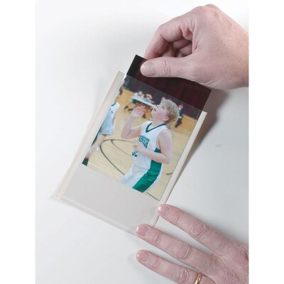 Ashley Clear View Self-Adhesive Photo/Index Card Pocket 4" x 6", 4/Bundle (ASH10407)
