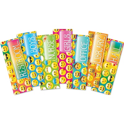 Ashley Productions® Laminated Hall Passes, 9 x 3.5, Emojis, Pack of 7 (ASH10697)