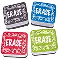 Ashley Chalk Design Mini Whiteboard Erasers, Lightweight, Multicolor, 10/Pack
