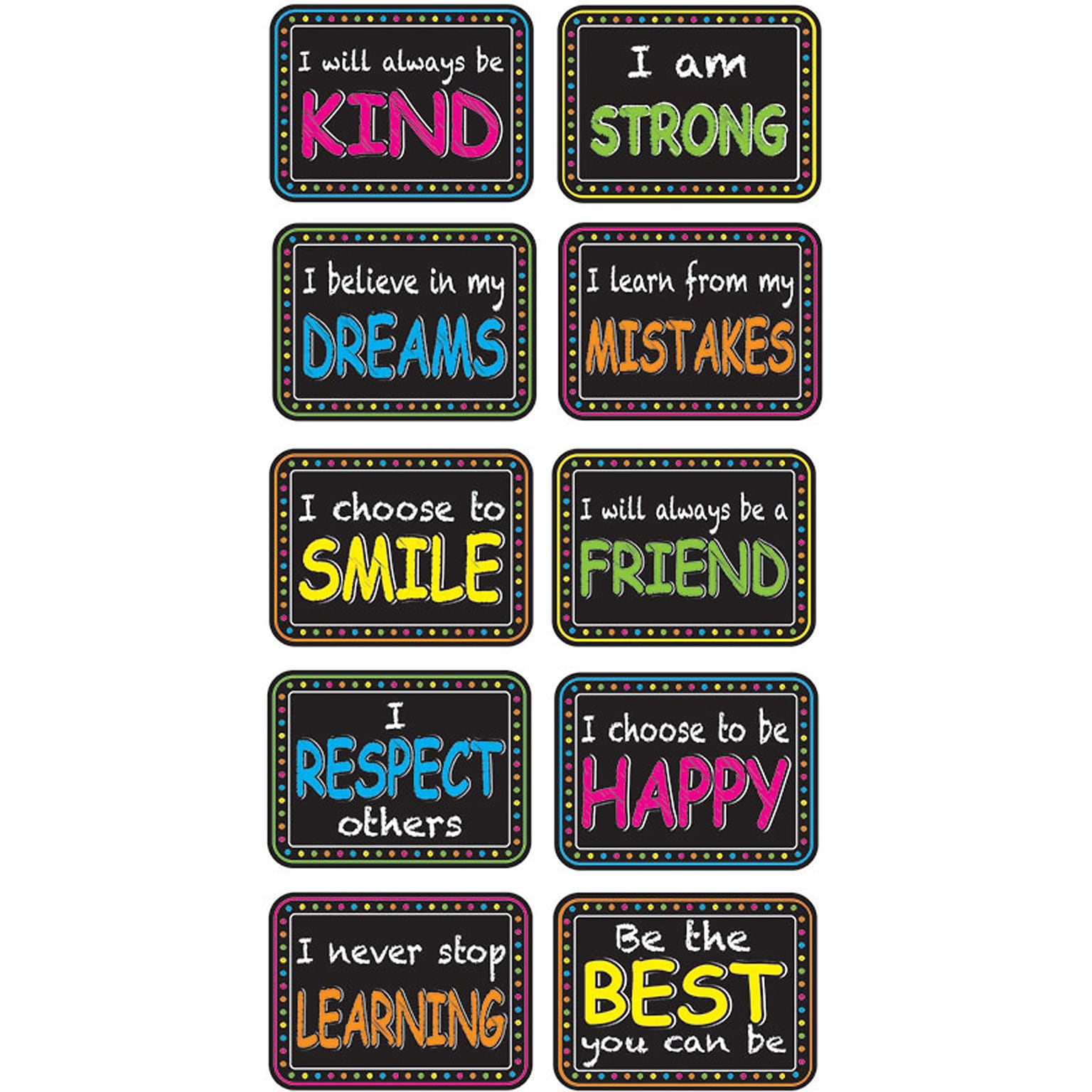 Ashley Motivation Phrase Mini Whiteboard Erasers, Lightweight, Multicolor, 10/Pack