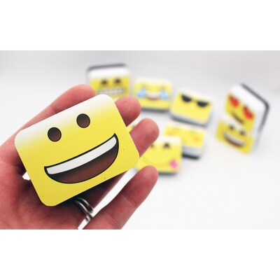 Ashley Productions Non-Magnetic Mini Whiteboard Erasers, Emotions Icons, 10/Pack (ASH78005)