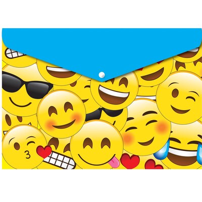Ashley Decorated Poly Folder Emoji, 8.5" x 11", 1 Pocket, Bundle of 6 (ASH90001)