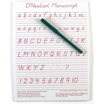 Ashley Write-On, Wipe-Off Boards, 9x12", D'Nealian Manuscript