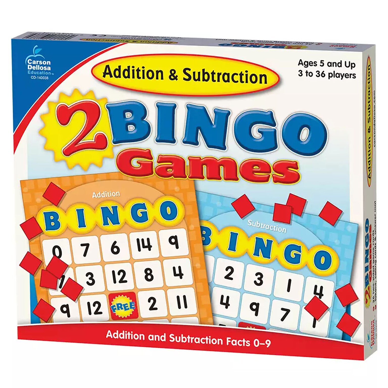 Carson Dellosa Education Addition & Subtraction Bingo Board Game, Grade K-2 (CD-140038)