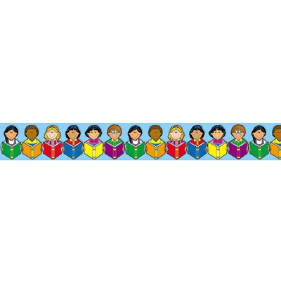 Multicultural Kids with Books Border