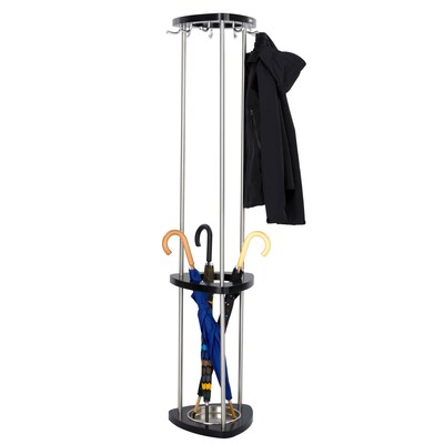 Safco® Mode™ 9 Hook Wood Coat Rack with Umbrella Rack, Black (4214BL)