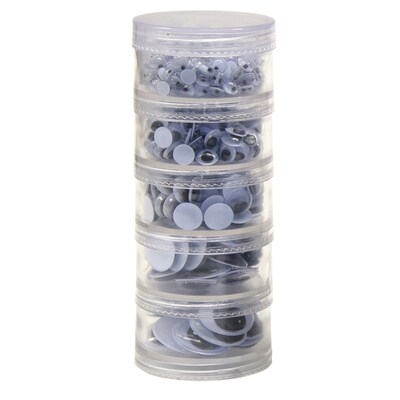 Creativity Street Stacking Jar Wiggle Eyes, Assorted Sizes, Black, 560 ct. (CK-3407)