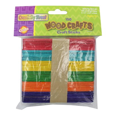 Chenille Kraft® Wooden Craft Materials; Sticks, Bright Hues, 150 per pack