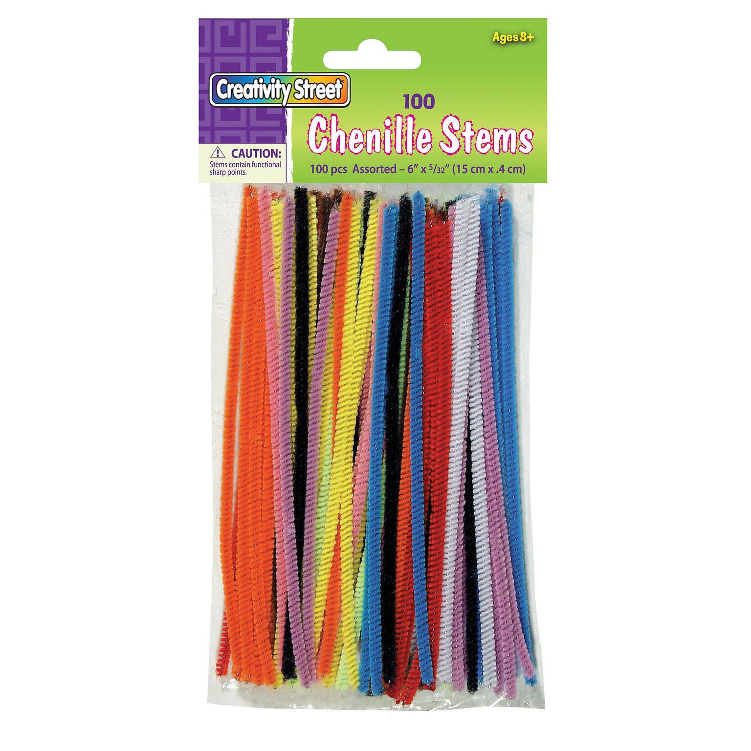 Creativity Street® Chenille Stems, Assorted Colors, 100/Pack (CK-710001)