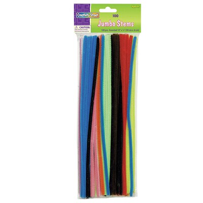 Creativity Street Jumbo Chenille Stems, Assorted Colors, 12" x 6 mm, 100 Count (CK-711001)