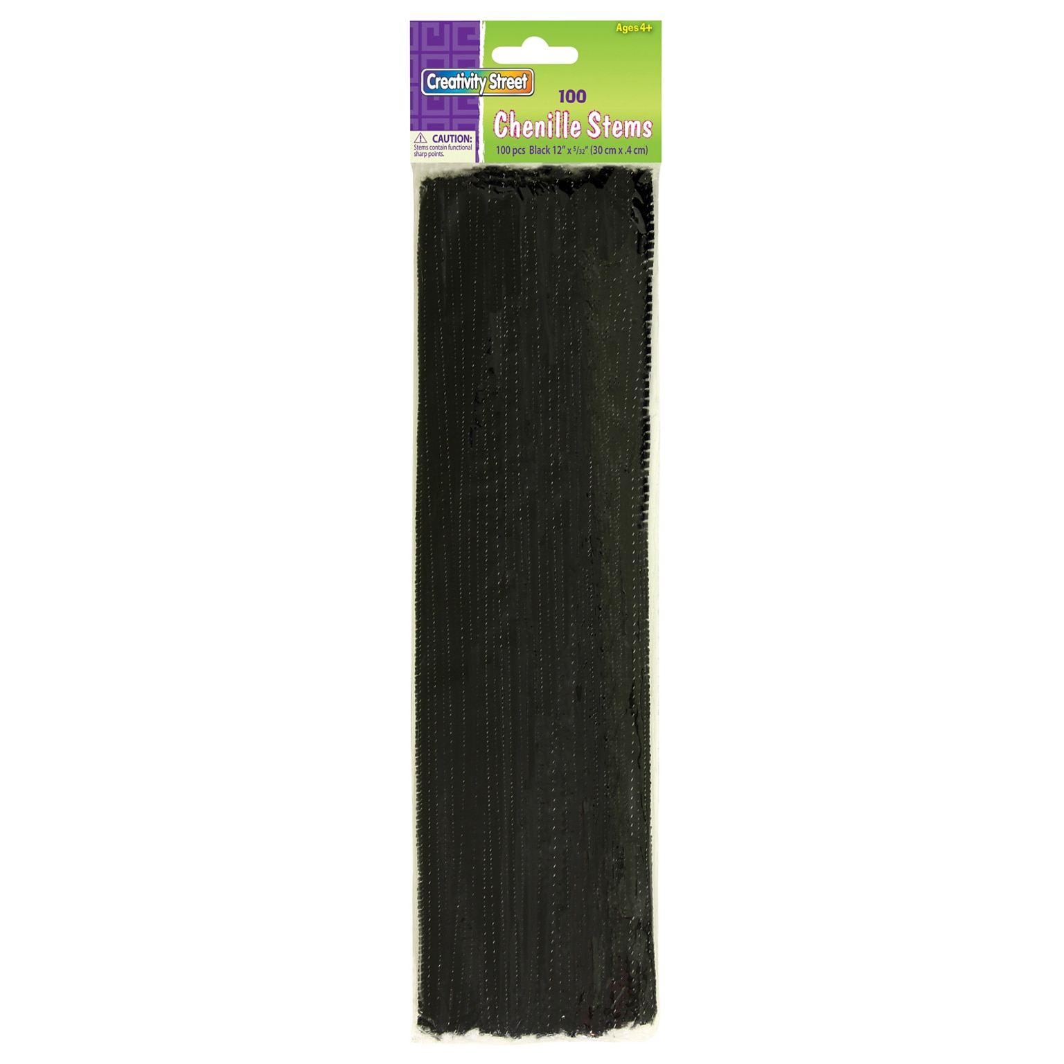 Creativity Street® Chenille Stems, Black, 100 per pack, 12/BD (CK-71123BN)