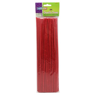 Creativity Street® Chenille Stems, Red, 100 per pack, 12/BD (CK-71126BN)