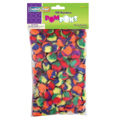 Chenille Kraft Company® Pom-Poms, Craft Supplies, Rainbow, 1, 6/Pack