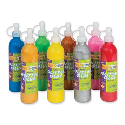 Chenille Kraft Glitter WashableRemovable Craft Glue, 8 oz., Assorted, 8/Pack (CK-8563)