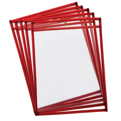 Creativity Street Reusable Dry Erase Pockets, Large, Fluorescent Red, 9" x 12", 10 Pockets (CK-9895)