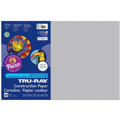 Pacon Tru-Ray Construction Paper 18 x 12, Gray (PAC103059)