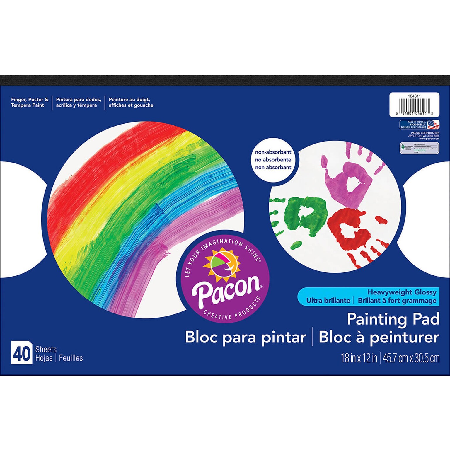 Pacon Painting Paper Pad, 18 x 12, White, 40 Sheets (PAC104611)