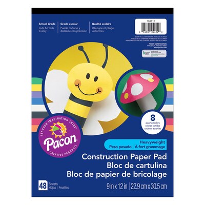 Pacon 9 x 12 Construction Paper, Assorted Colors, 48 Sheets/Pack, 6/Pack (PAC104612)