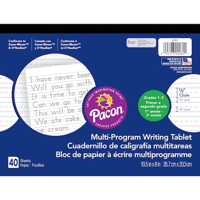Pacon Zaner-Bloser DNealian™ Multi-Program Handwriting Tablet Paper, Grades 1st-2nd, 10-1/2 x 8