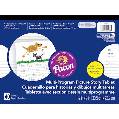 Pacon® Zaner-Bloser™ DNealian™ Multi-Program Picture Story Tablet Paper, Grades Kindergarten - 1st,