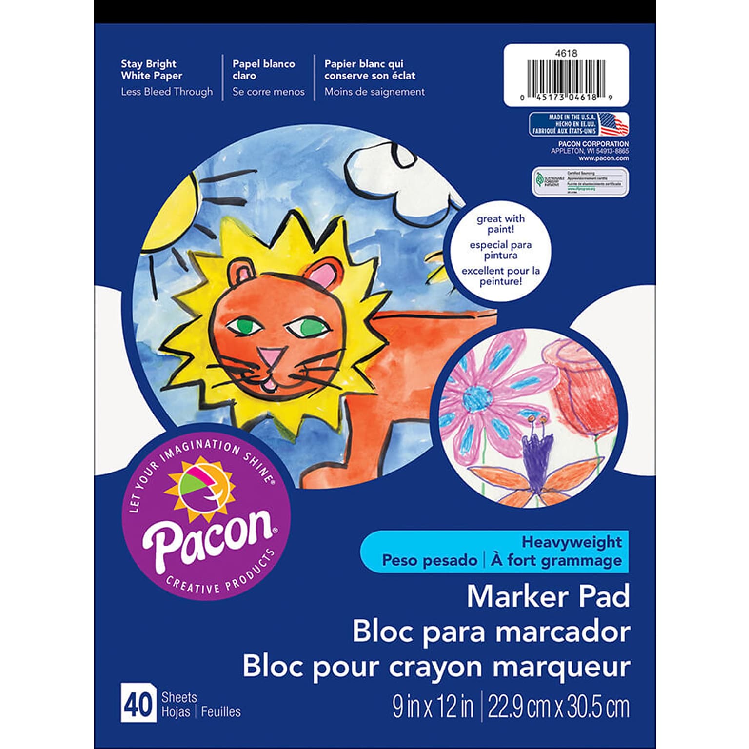 Pacon® Art Street® White Watercolor and Marker Pad, 12 x 9, 40 Sheets per Pad, Pack of 6 (PAC4618-6)