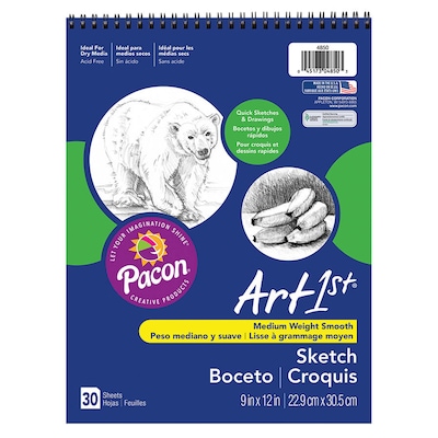 Pacon 12 x 9 Spiral Bound Sketch Book, 30 Sheets/Book (PAC4850)