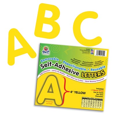 Self-Adhesive Letters, 4, 78 Characters, Yellow