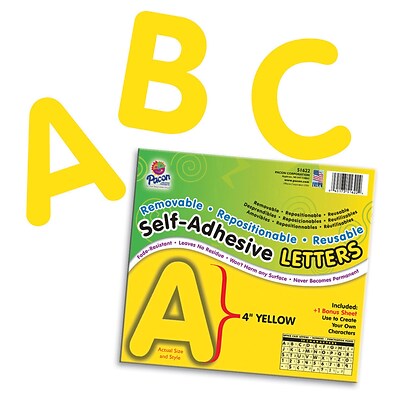 Self-Adhesive Letters, 4, 78 Characters, Yellow