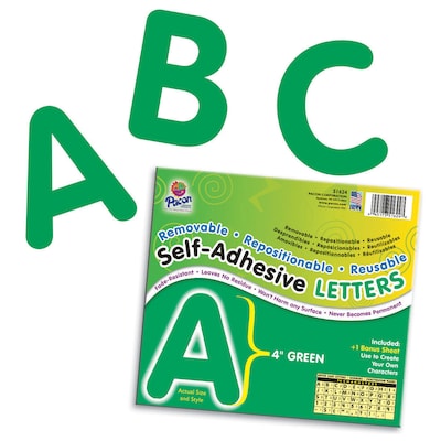 Self-Adhesive Letters, 4, 78 Characters, Green