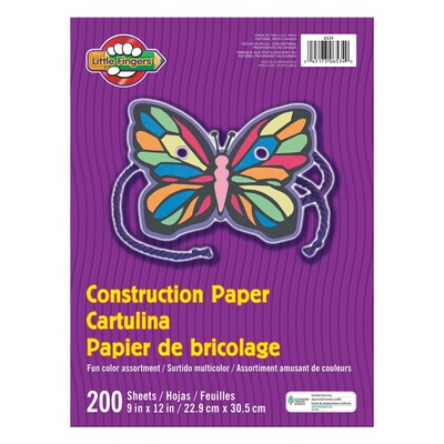 Pacon® Little Fingers® Construction Paper, 9" x 12", Assorted Colors, 6 Packs of 200 Sheets Per Pack (PAC6534)