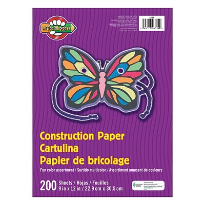 Pacon® Little Fingers® Construction Paper, 9 x 12, Assorted Colors, 6 Packs of 200 Sheets Per Pack (PAC6534)