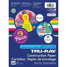 Pacon® Tru-Ray® Sulphite Construction Paper, 9 x 12, Assorted Colors, 240 Sheets (PAC6586)